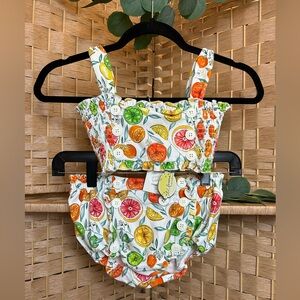 Lil Lemons by For Love and Lemons Citrus Print 2 Piece Swim Suit Girls Size 7T